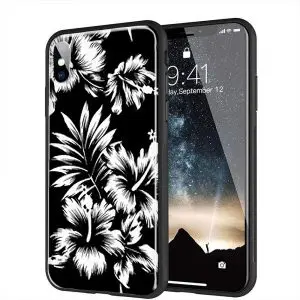 Coque Hybride Fleurs sauvages Noires en Verre pour Tel portable iPhone, Samsung, Huawei