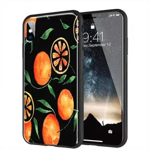 Coque Oranges Sur Fond Noir pour smartphones iPhone, Samsung, Huawei en Verre Renforcé