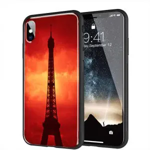 Coque renforcée Red Sky Over Paris pour iPhone, Samsung Galaxy, Huawei ( Verre Trempé )