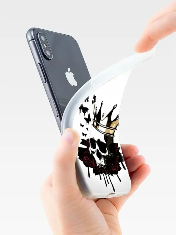 Housse silicone Tête de Mort noir et Blanc pour iPhone XR