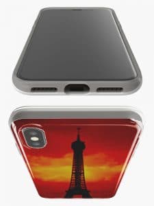 Coque Red Sky Over Paris en Silicone pour iPhone, Samsung, Huawei