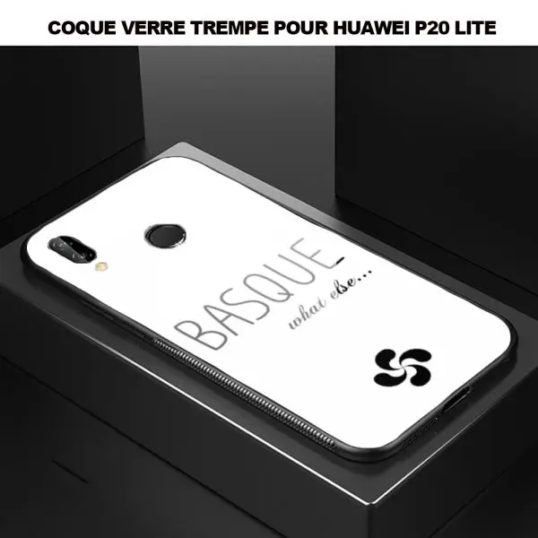 Coque arriere Verre Trempé Basque What Else pour Huawei P20 LITE