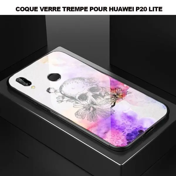 Coque arriere Verre Trempé Huawei P20 LITE Color Skull