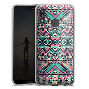 Coque silicone Huawei P20 LITE Azteque Turquoise