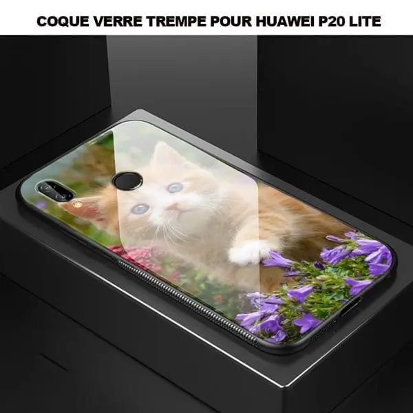 Bumper + Verre Trempé pour P20 Lite Cute Ginger Kitten In a Flowery Garden Lovely and enchanting cat