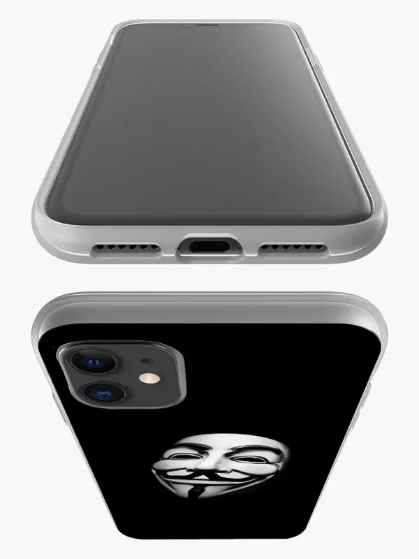 coque silicone fun pour iPhone 12 motif Anonymous