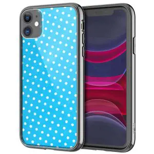 Coque Silicone poetic blue polka dots pour iPhone, Samsung, Huawei