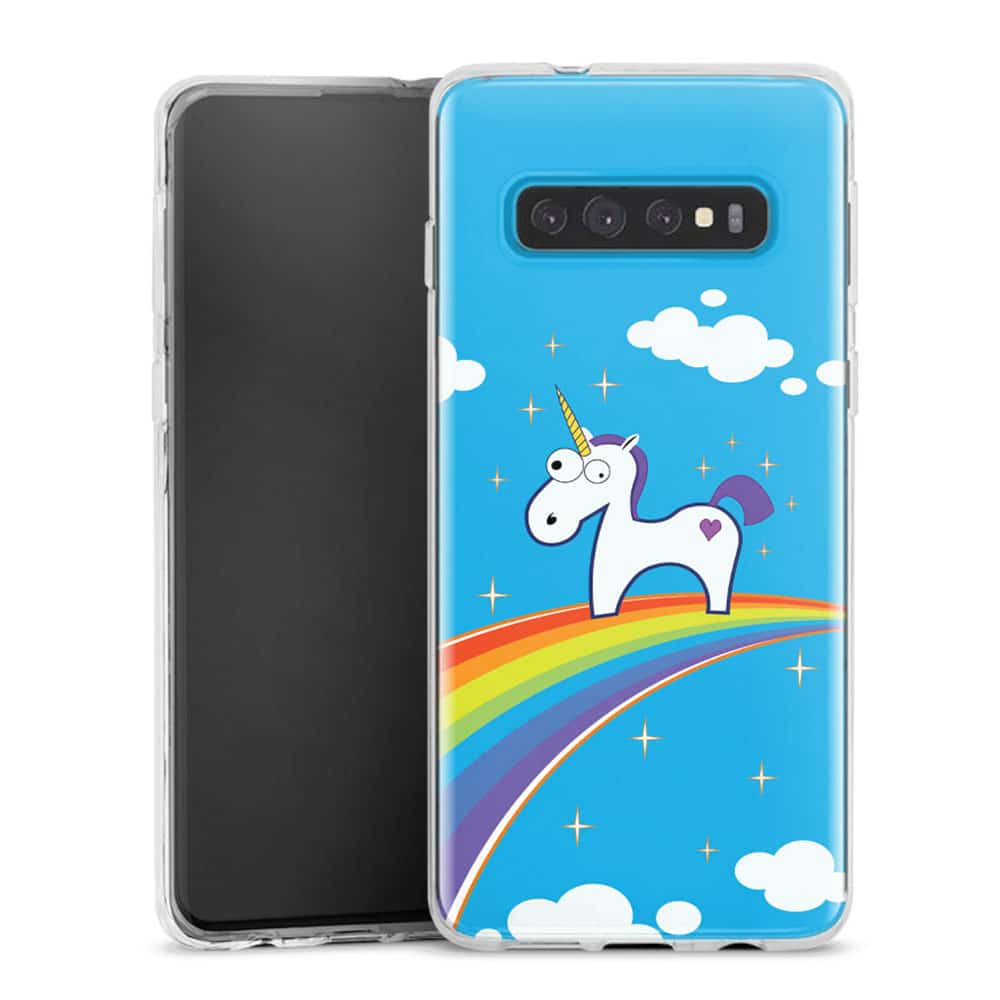 مفتاح سيارة Coque Samsung Galaxy S10 Rainbow Licorne | Housse Tpu, Verre