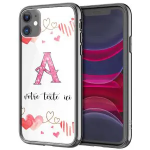 Coque Intiale Strass Rose pour iPhone, Samsung, Huawei, Xiaomi
