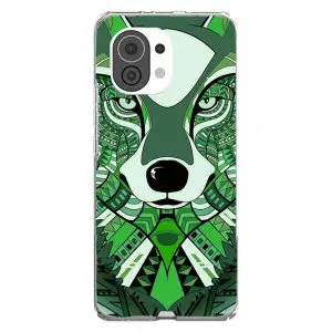 Tête de Loup verte azteque, Coque pour Xiaomi Mi 11