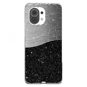 Coque en Silicone pour Xiaomi Mi 11 motif abstract vagues en noir et blanc
