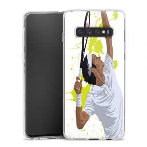 Coque Watercolor Men Tennis Silicone pour téléphone Portable Samsung Galaxy S10