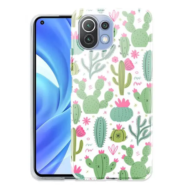Housse smartphone Xiaomi Mi 11 Lite Minimalist pattern With Cactus Plants