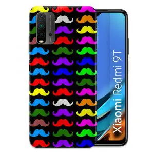 Coque télephone Xiaomi Redmi 9T personnalisée moustaches colorées