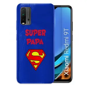 Coque télephone Xiaomi Redmi 9T personnalisée Fête des Pères, super Papa