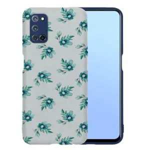 Coque télephone Oppo A52, A72, A92 motif personnalisé pattern fleur bleu