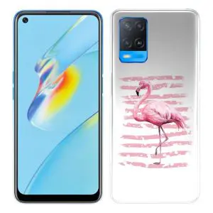 Coque Oppo A54 5G, A74 5G personnalisée en Silicone Flamant Rose