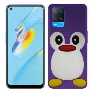 Coque Pingouin Violet Fun Oppo A54 5G, A74 5G personnalisée en Silicone