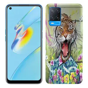 Coque Tiger Flowers Oppo A54 5G, A74 5G personnalisée en Silicone