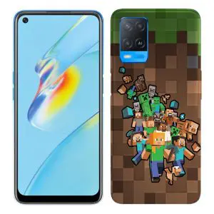 Coque de telephone pour Oppo A54 5G, A74 5G Minecraft Creeper Forest