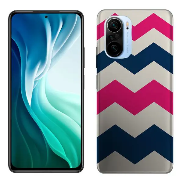 Coque Chevrons Roses et Noirs colorés en silicone compatible téléphone portable Xiaomi Mi 11i