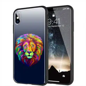 Coque Lion Color pour téléphone Apple iPhone X en Verre trempé