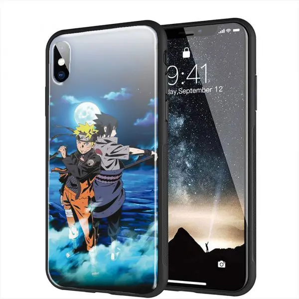 Coque Naruto Sasuke Night Light Moon Stars pour Apple iPhone X en verre trempé