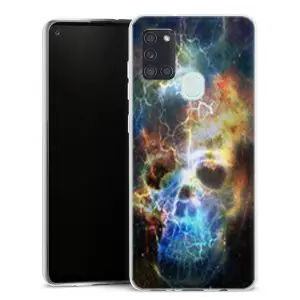 Coque pour téléphone Samsung Galaxy A21S personnalisée motif galaxy skull