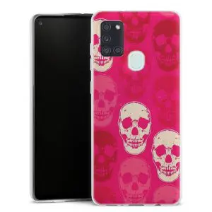 Coque pour téléphone Samsung Galaxy A21S personnalisée motif skull rose