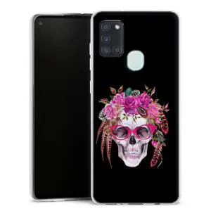 Coque pour téléphone Samsung Galaxy A21S personnalisée motif watercolor skull