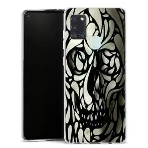Coque pour téléphone Samsung Galaxy A21S personnalisée motif skull white black