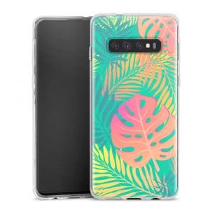 Coque decoration Feuillage Tropicale en Silicone pour téléphone S10 SAMSUNG
