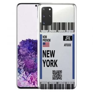 Coque Boarding Pass New York pour Samsung S20, S20 Plus, S20 Ultra, S20FE 5G, S20 4G