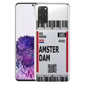 Coque Boarding Pass Amsterdam pour Samsung S20, S20 Plus, S20 Ultra, S20FE 5G, S20 4G