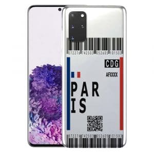 Coque Boarding Pass Paris pour Samsung S20, S20 Plus, S20 Ultra, S20FE 5G, S20 4G