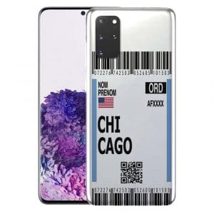 Coque Boarding Pass Chicago pour Samsung S20, S20 Plus, S20 Ultra, S20FE 5G, S20 4G