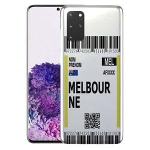Coque Boarding Pass Melbourne pour Samsung S20, S20 Plus, S20 Ultra, S20FE 5G, S20 4G