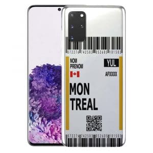 Coque Boarding Pass Montreal pour Samsung S20, S20 Plus, S20 Ultra, S20FE 5G, S20 4G