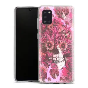 Coque en Silicone pour Samsung Galaxy A31 personnalisée girly skull rose