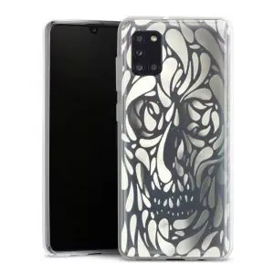 Coque en Silicone pour Samsung Galaxy A31 personnalisée skull white black