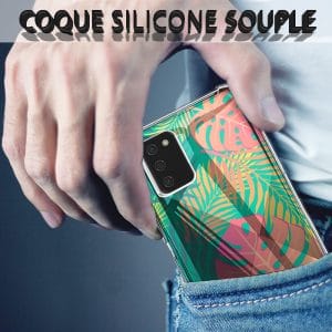 Coque Souple en silicone Decoration Feuillage Tropical pour Samsung A02S