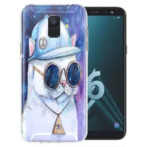 Coque chat Hipster pour Samsung A6 2018