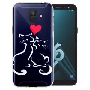 Coque silicone chat en amour pour Samsung A6 2018