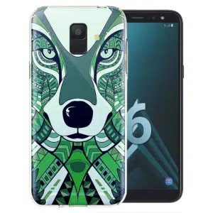 Coque Loup Vert azteque pour Samsung A6 2018