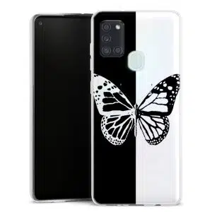 Coque personnalisée Butterfly Noir et Blanc pour Samsung Galaxy A21S