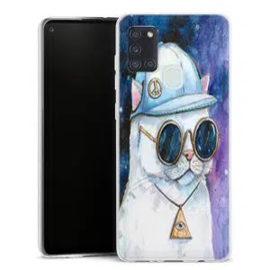 Coque personnalisée Chat Hipster pour Samsung Galaxy A21S