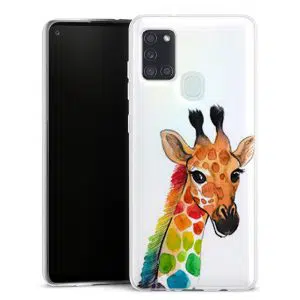 Coque personnalisée Girafe multi-couleurs pour Samsung Galaxy A21S