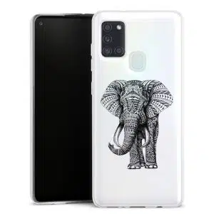 Coque personnalisée Elephant Noir et Blanc pour Samsung Galaxy A21S