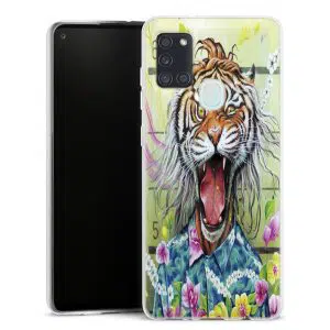 Coque personnalisée Tiger Flowers pour Samsung Galaxy A21S