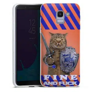 Coque J6 2018 Fine and Fuck Cat, housse de téléphone originale